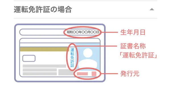 免許証での例